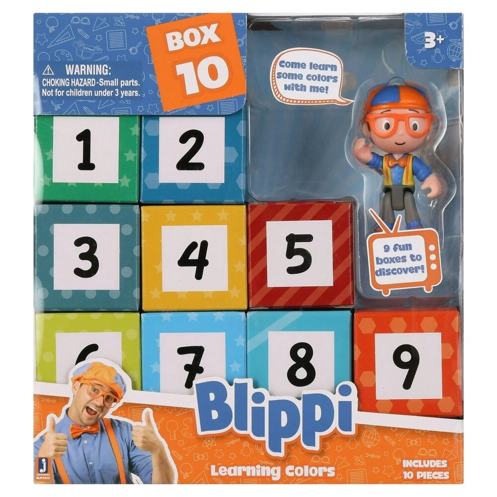Blippi Surprise Boxes Learning Colors Figure Playset Collectible Toy Set